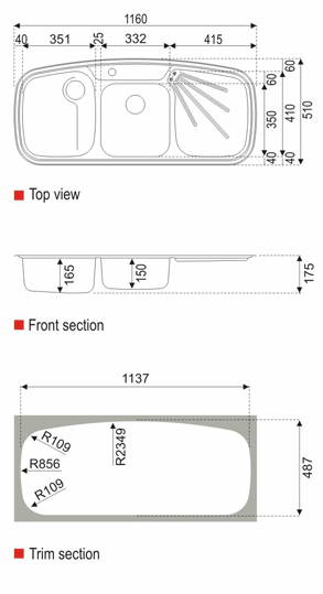 سینک استیل البرز مدل R-614 توکار