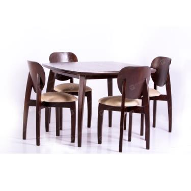 میز و صندلی تهران فرم مدل L2 سایز چهار نفر گردویی