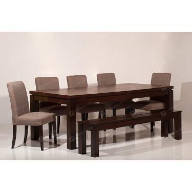 میز و صندلی تهران فرم مدل L5 سایز هشت نفر گردویی