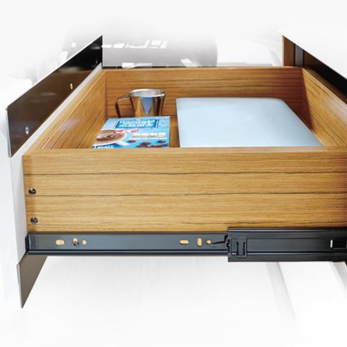 ریل کشو ساچمه‌ای سه‌تکه تلسکوپی فشاری با آرام‌بند فانتونی مدل B361 سایز 300 میلی‌متر مشکی