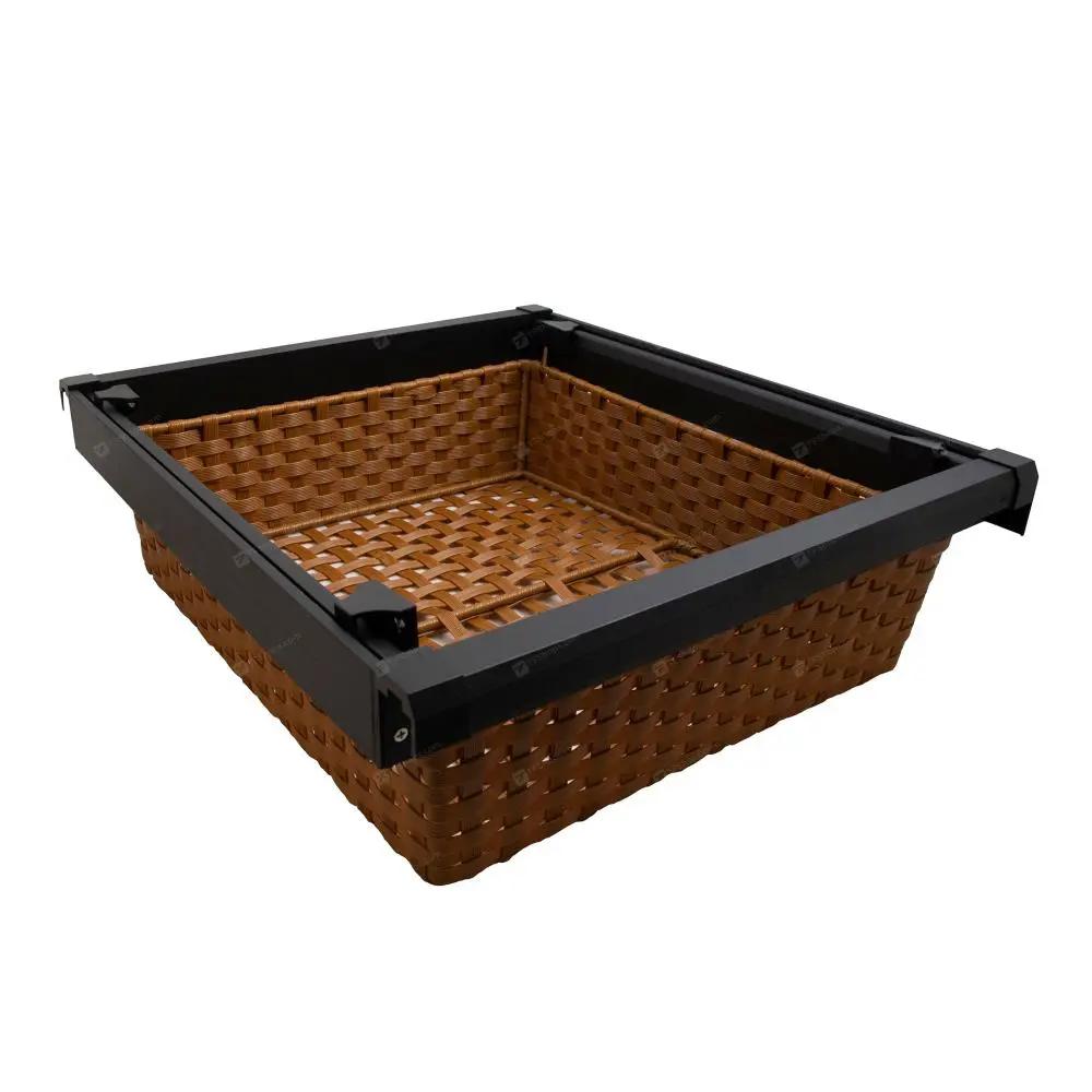 سبد حصیری ریلی طرح ایتالین فانتونی مدل J537 سایز 60 سانتی متر مشکی