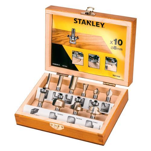 مجموعه 10 عددی تیغ فرز نجاری استنلی مدل STA80020 سایز 8 میلی‌متر