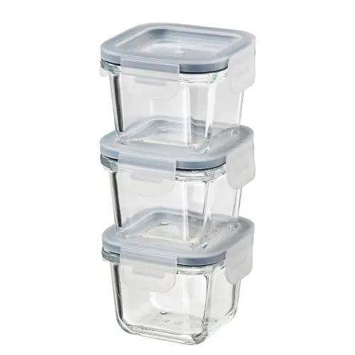 ظرف شیشه ای نگهداری غذا ایکیا بسته 3 عددی مدل +365 Ikea سایز 180 میلی لیتر